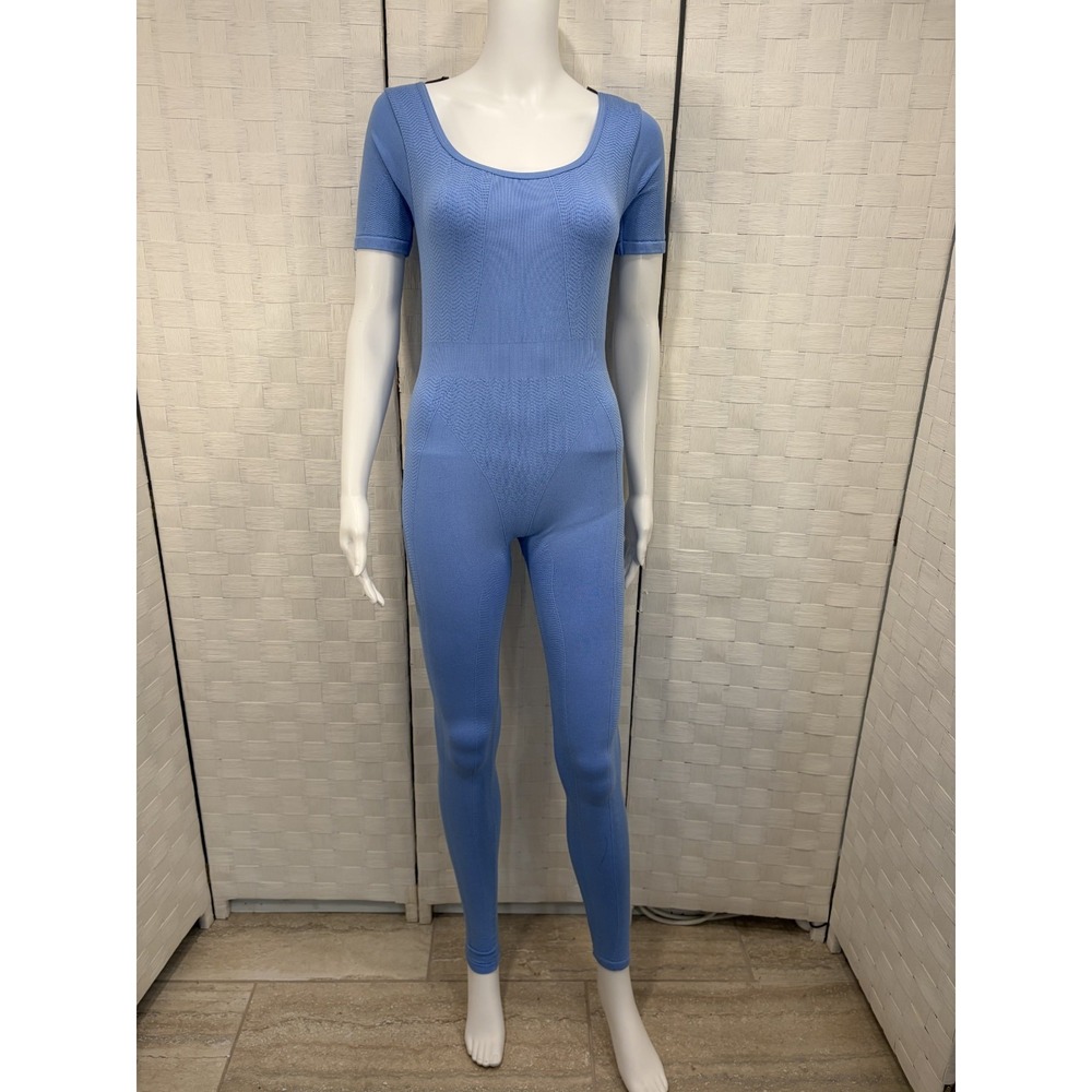 Cean blue short sleeve compression jumpsuit seamless womens M/L